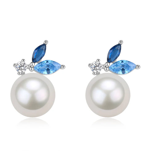 8-9mm Blue Dainty Pearl Earrings